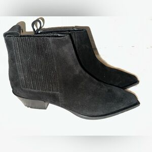New Aeyde Women Bea Black Suede Western Cowgirl Ankle Boots Size 37